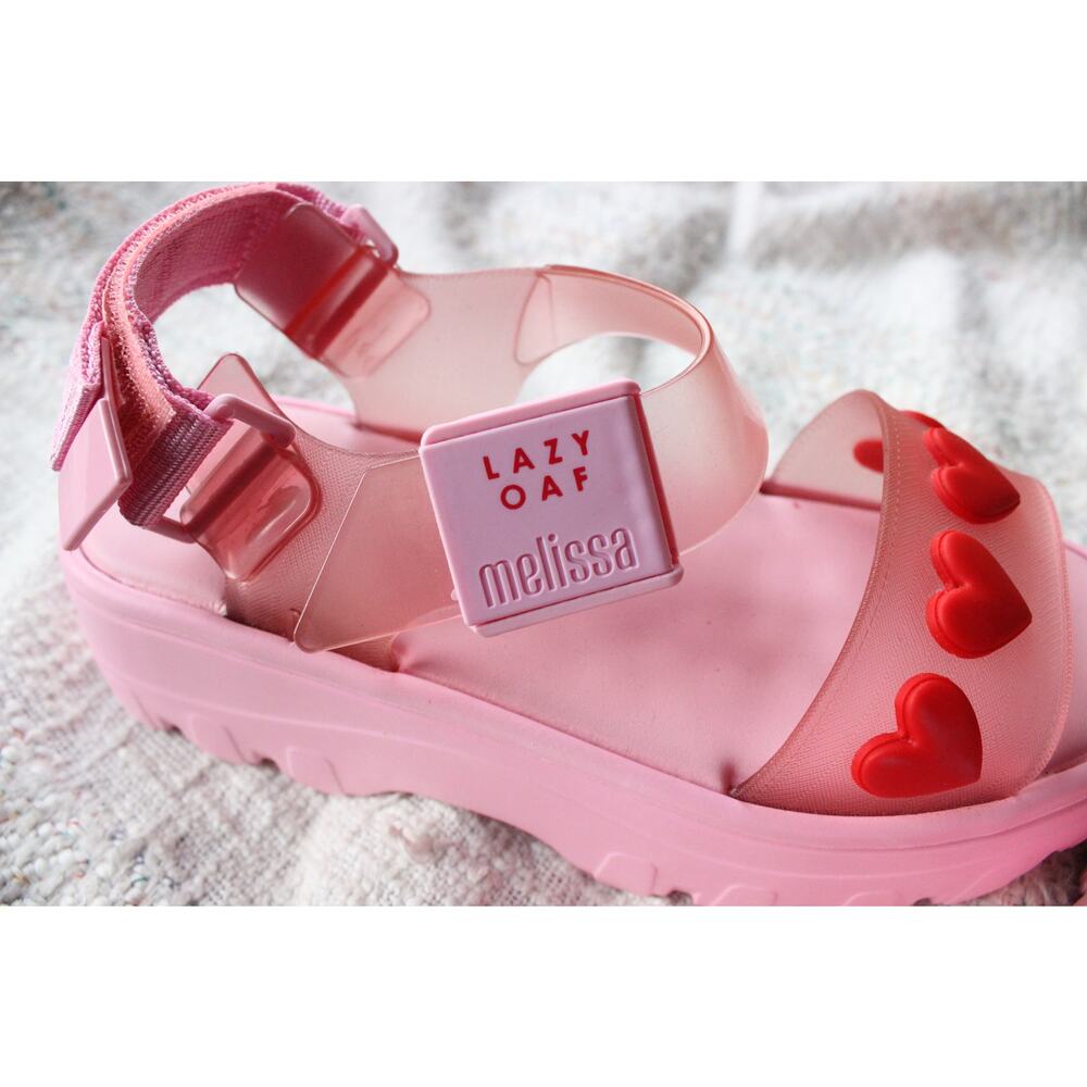 Lazy Oaf Melissa Pink Heart Platform Sandals Size 7 - Picture 5 of 5